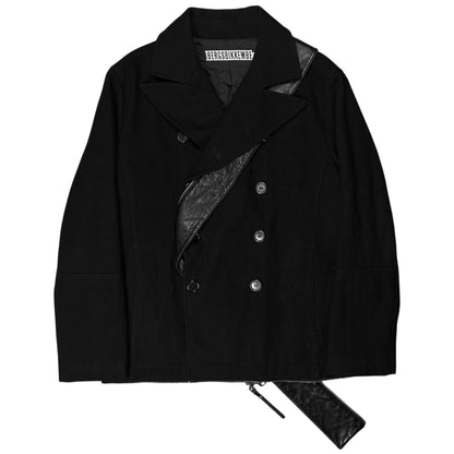 Dirk Bikkembergs Zip Leather Hem Peacoat - AW06
