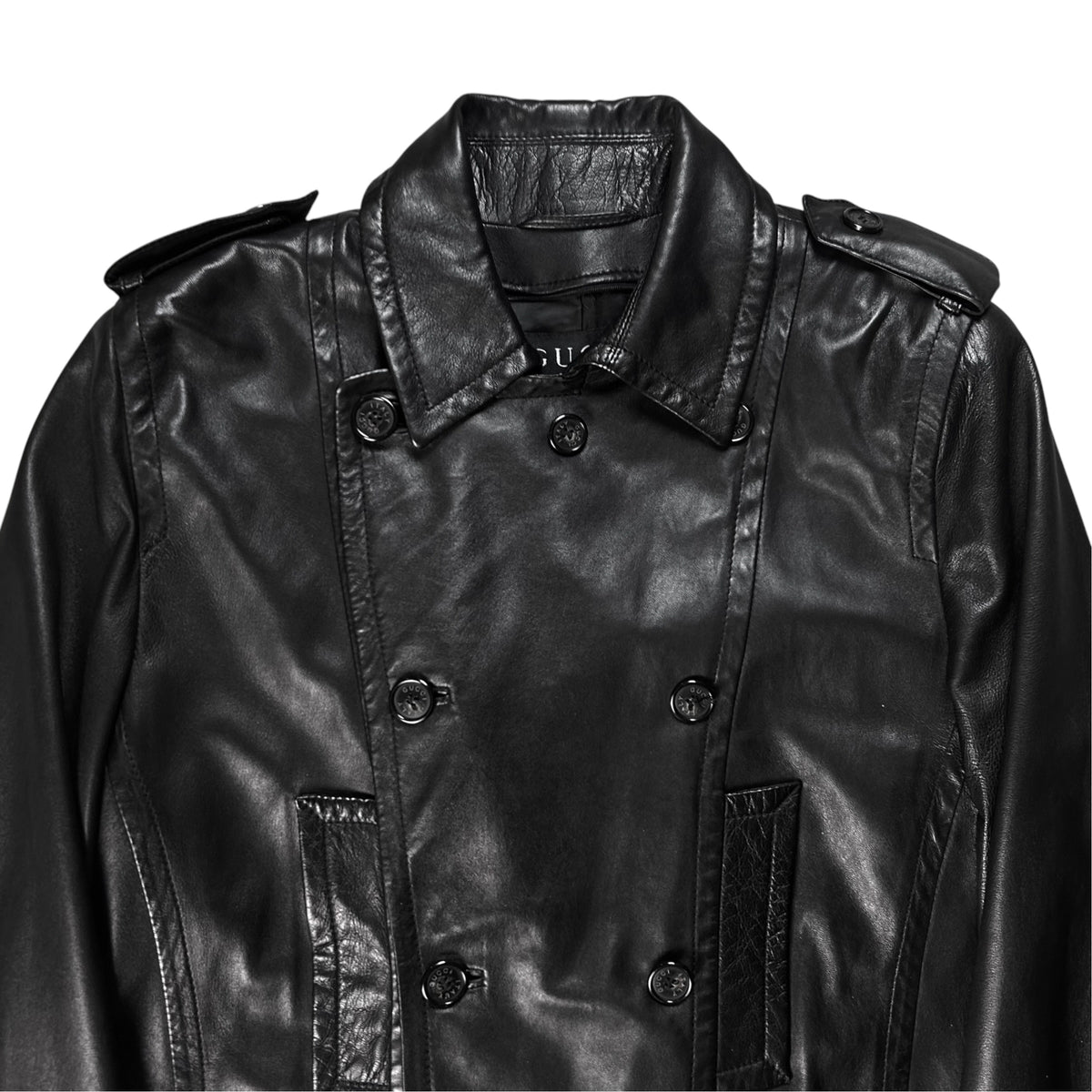 Gucci by Tom Ford Military Leather Peacoat - AW96