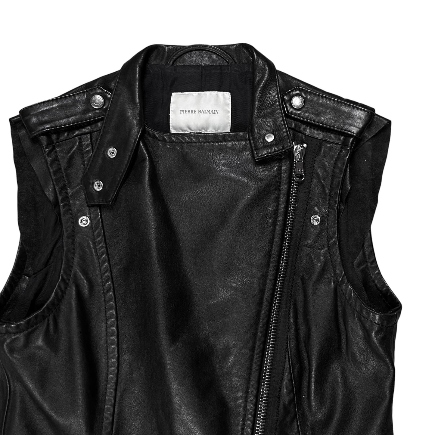 Balmain by Olivier Rousteing Belted Biker Leather Vest - SS12
