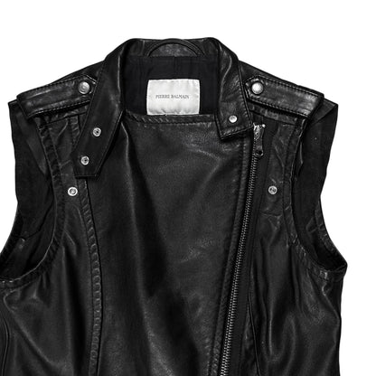 Balmain by Olivier Rousteing Belted Biker Leather Vest - SS12