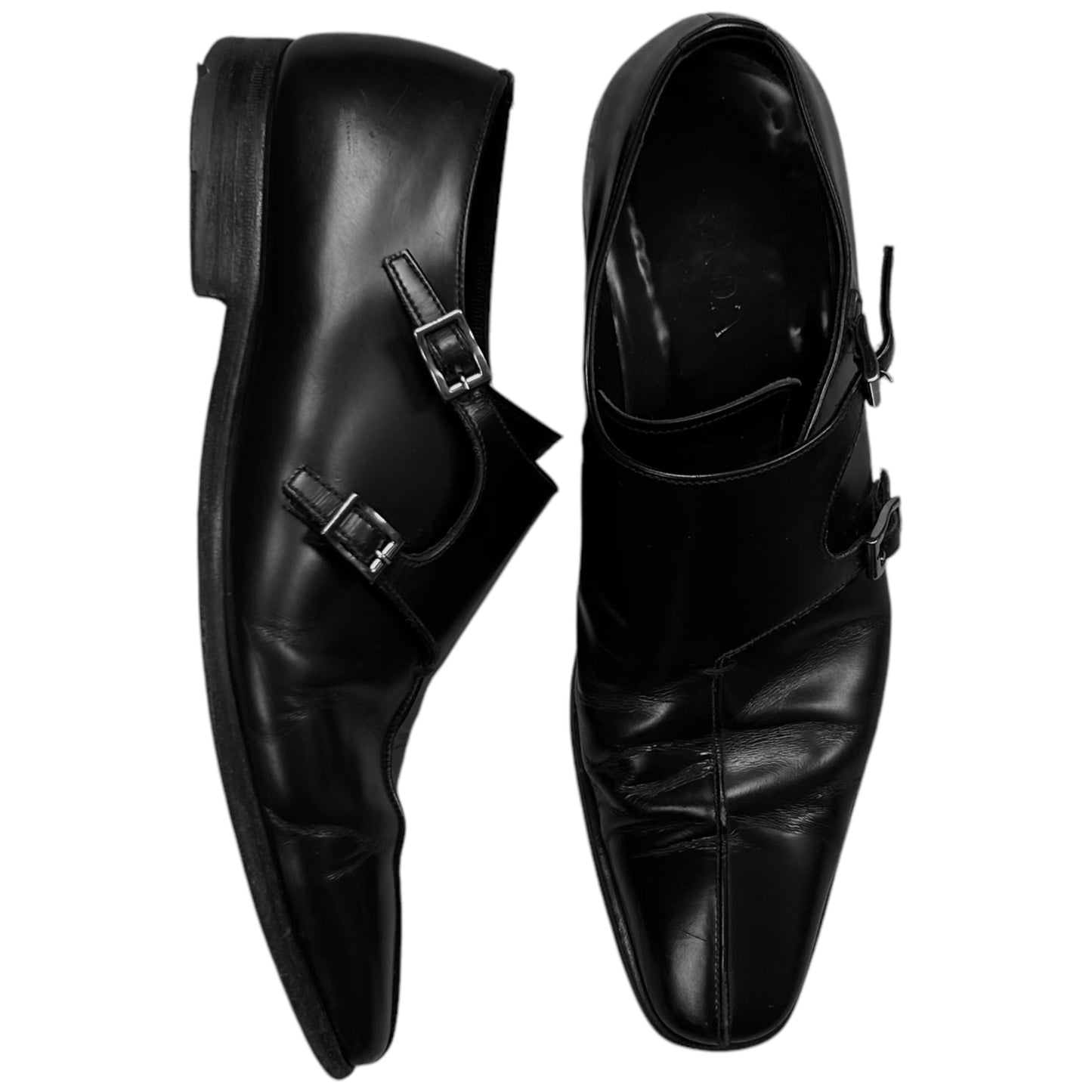 Prada Double Monk Strap Apron Seam Derbies
