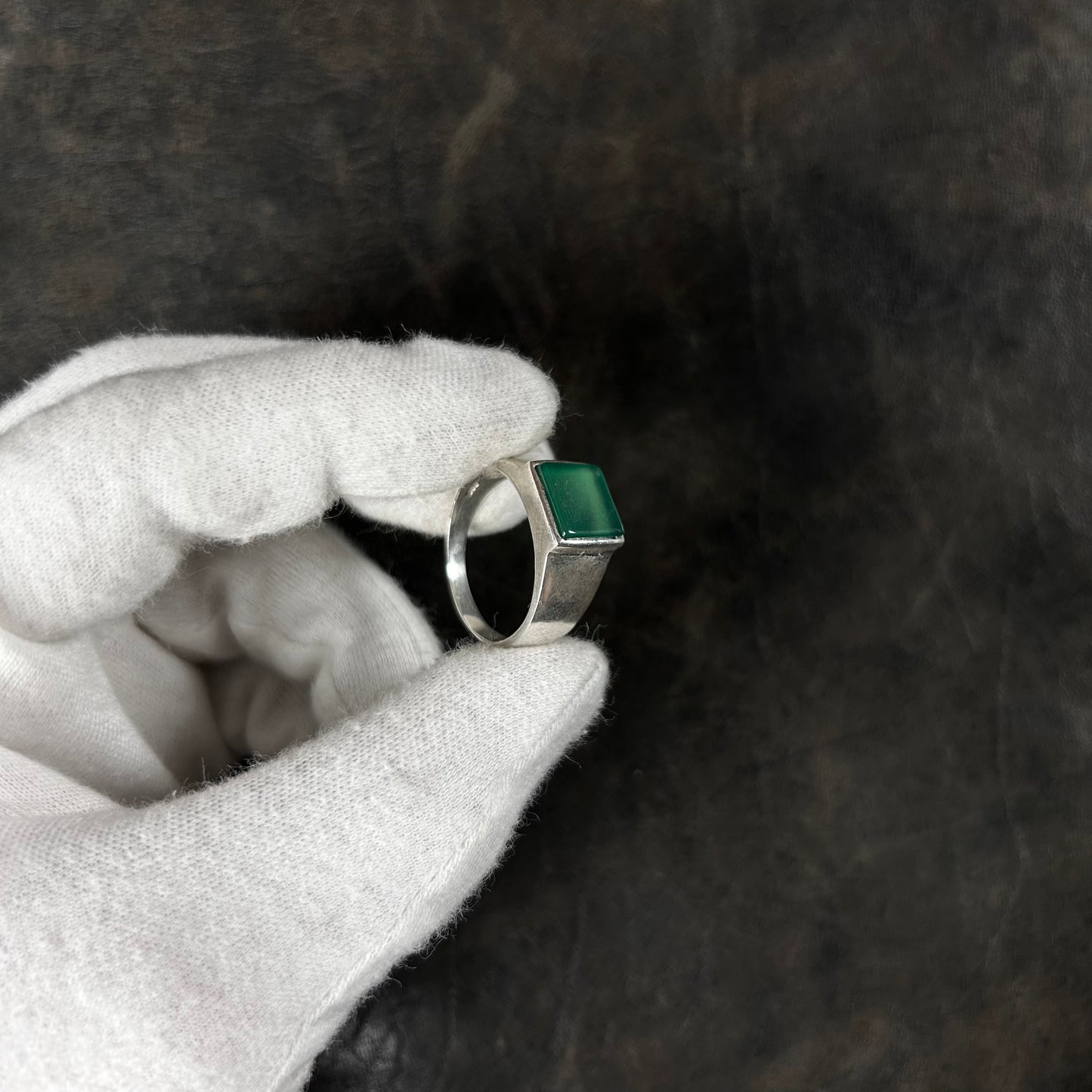 Minimalistic Squared Jade Stone Ring