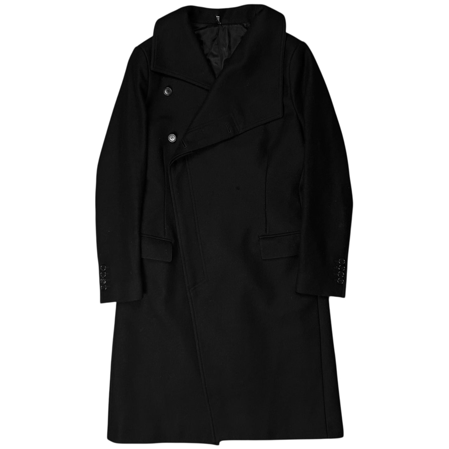 Dior Homme Asymmetric Drape Collar Wool Coat - AW09