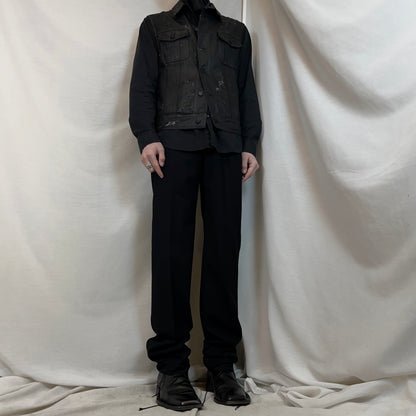 Gucci by Tom Ford Leather Waist Strap Cashmere Trousers - 90s