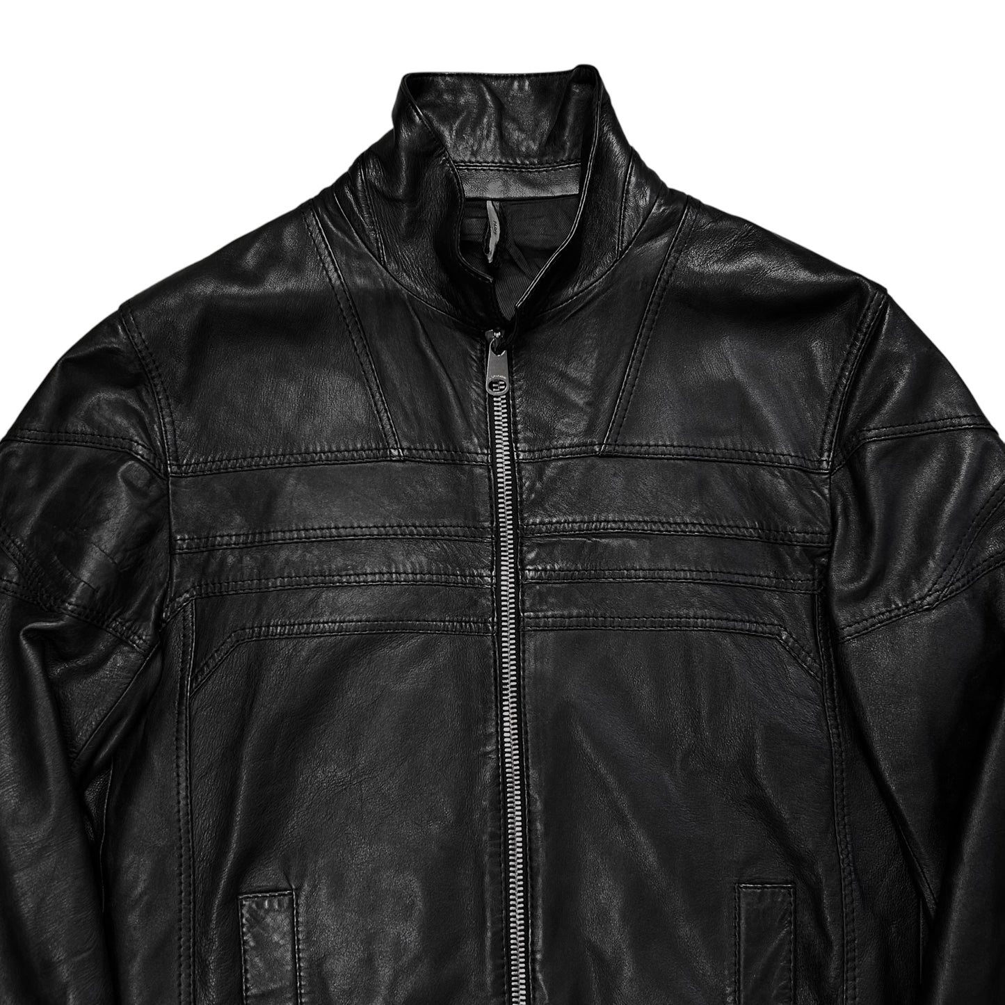 Dior Homme Ridged Moto Bomber Leather Jacket - AW08