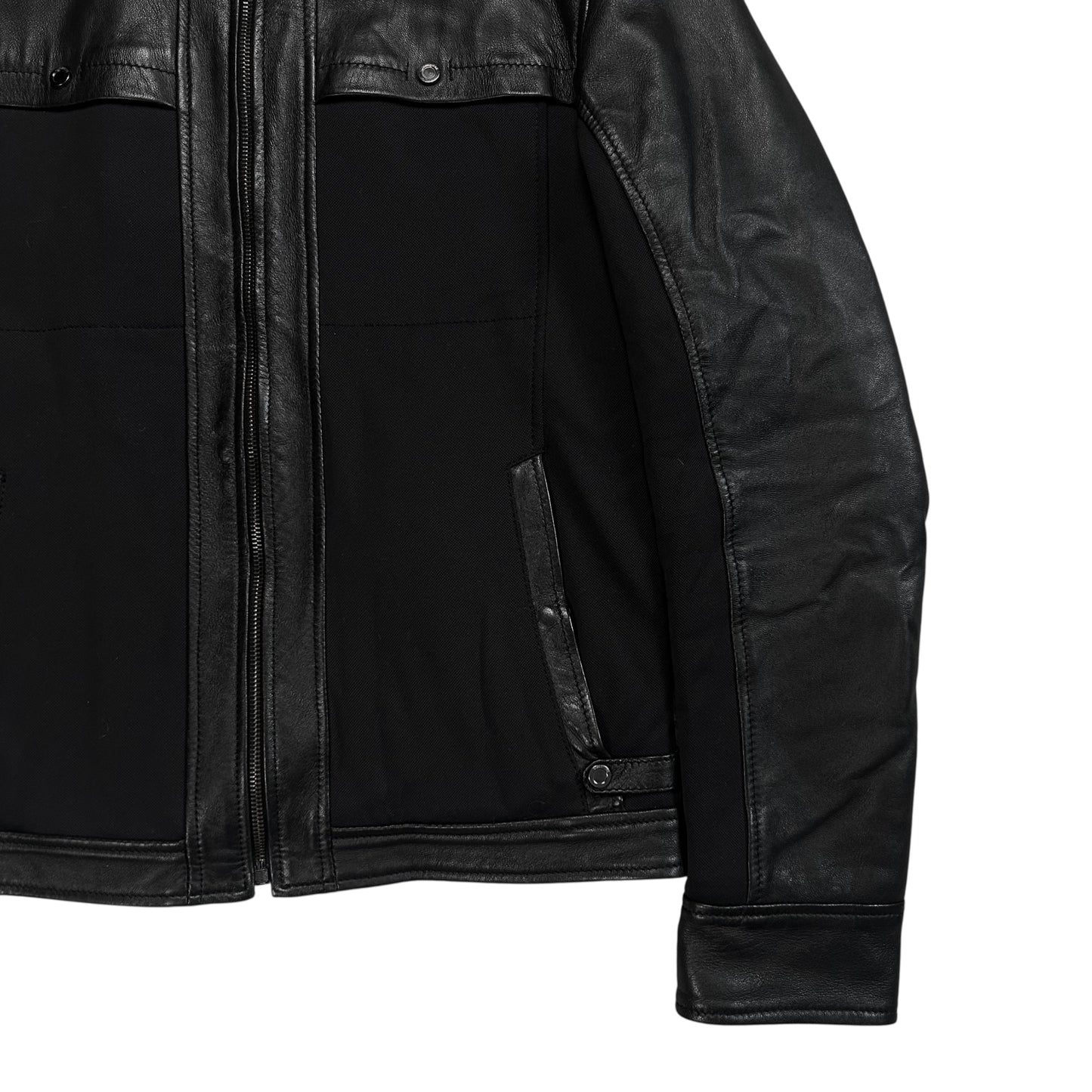 Dirk Bikkembergs Dual Fabric Moto Leather Jacket