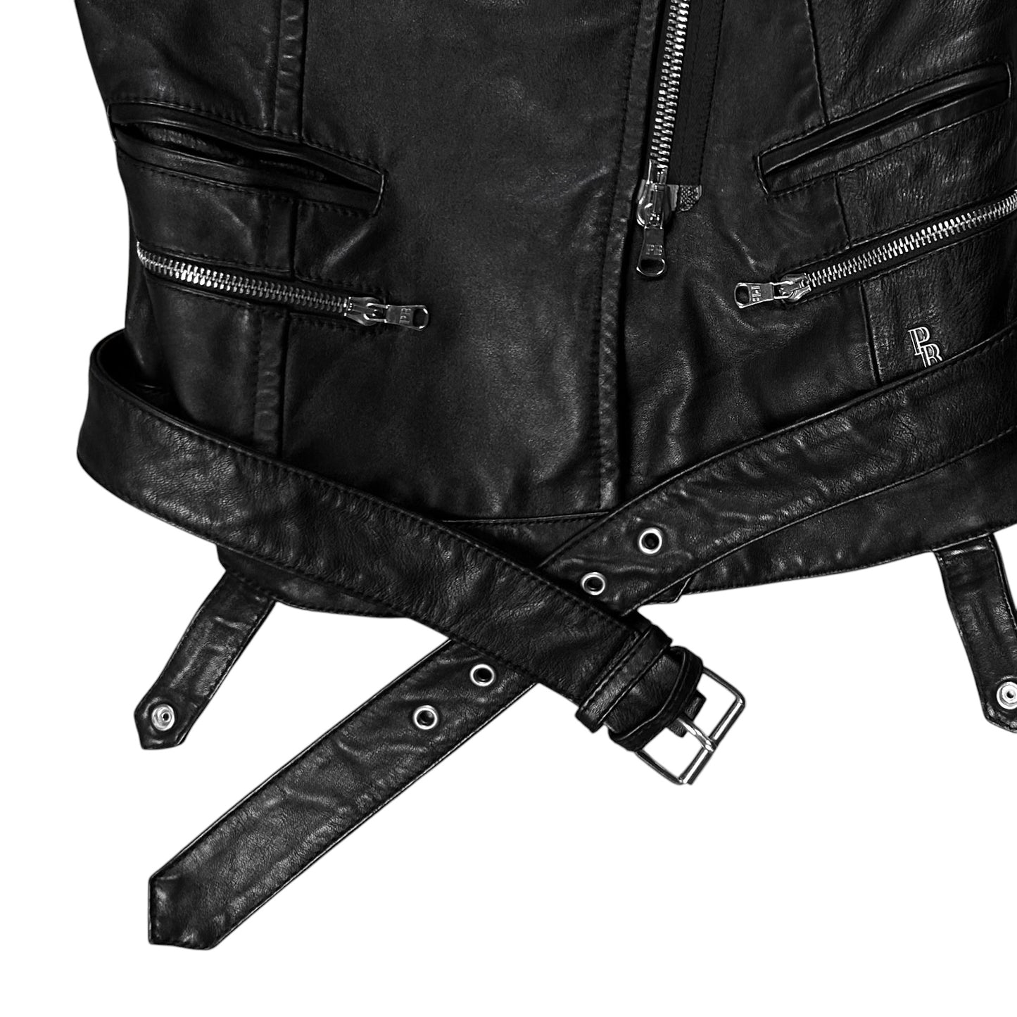 Balmain by Olivier Rousteing Belted Biker Leather Vest - SS12