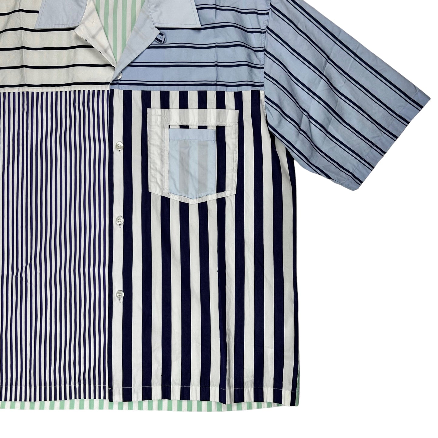 Maison Margiela Patchwork Striped Asymmetrical Shirt - SS19