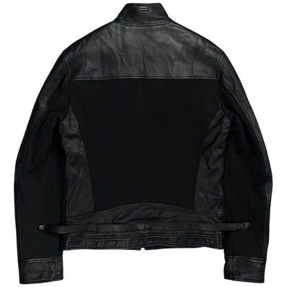 Dirk Bikkembergs Dual Fabric Moto Leather Jacket