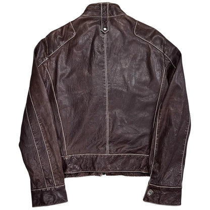 Dirk Bikkembergs Contrast Stitch Sheep Leather Jacket