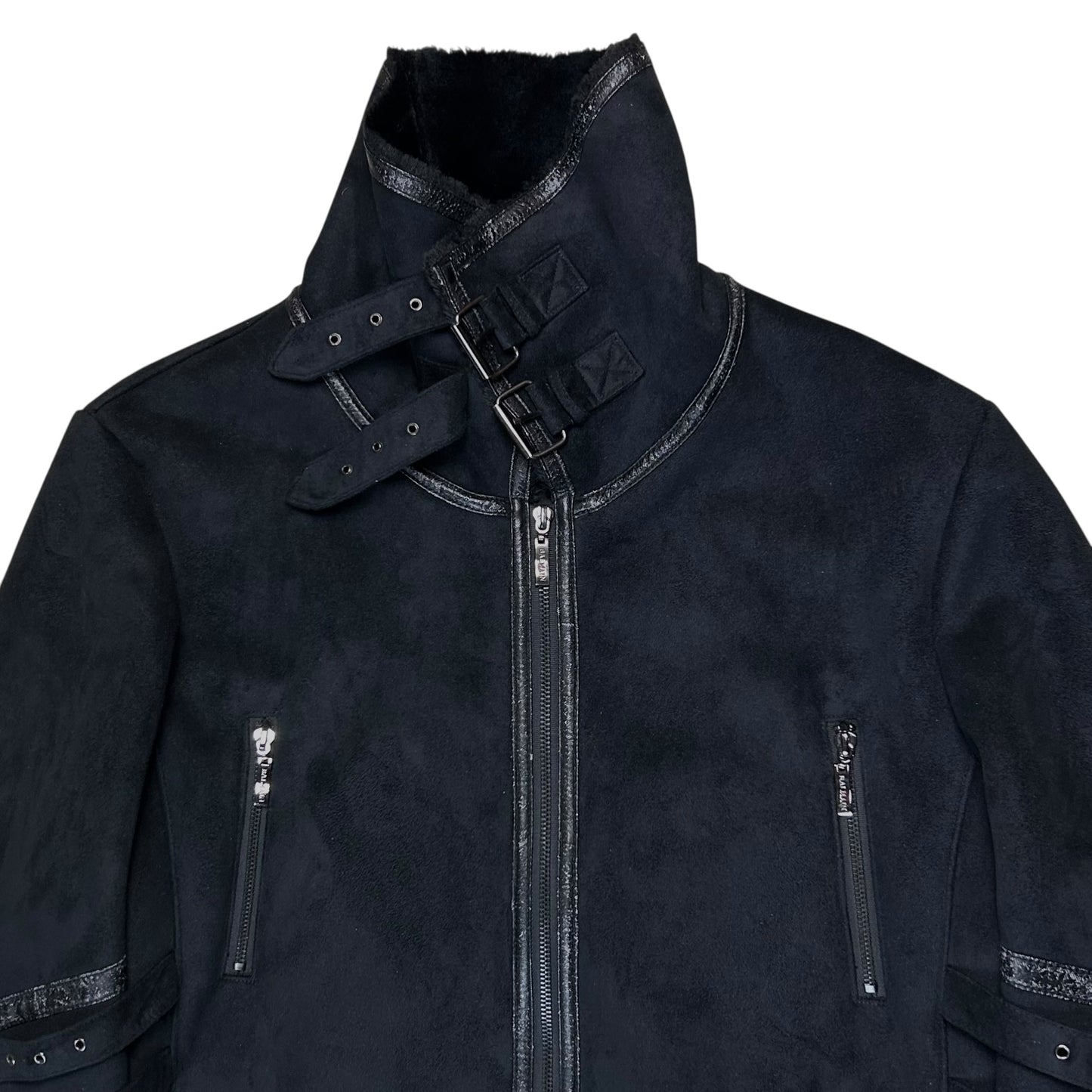 Balmain Multi Strap Faux Suede Coat - 90s