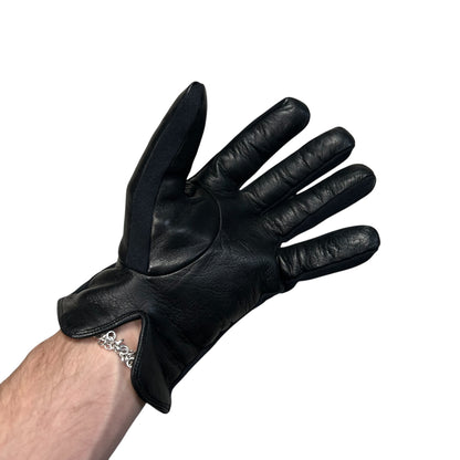 Dirk Bikkembergs Lycra Trimmed Logo Pin Leather Gloves