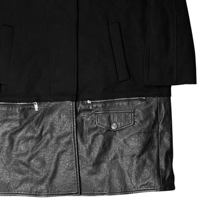 Dirk Bikkembergs Hooded Leather Hem Wool Parka