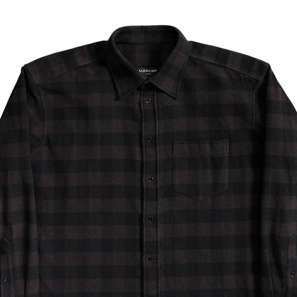 Balenciaga Padded Shoulder Check Flannel Shirt - SS17