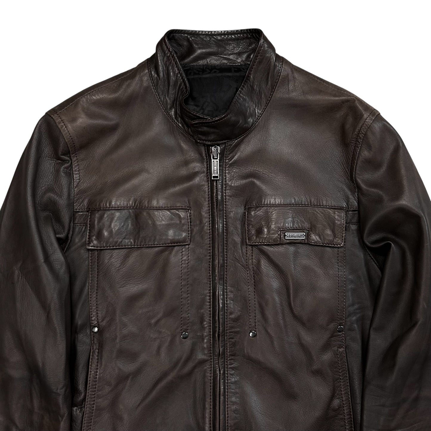 Dirk Bikkembergs Cargo Racer Bomber Leather Jacket