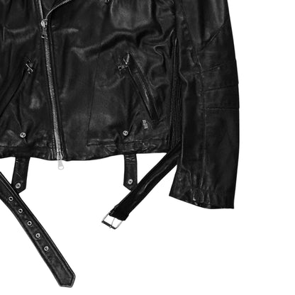 Pierre Balmain Belted Biker Leather Jacket - SS13