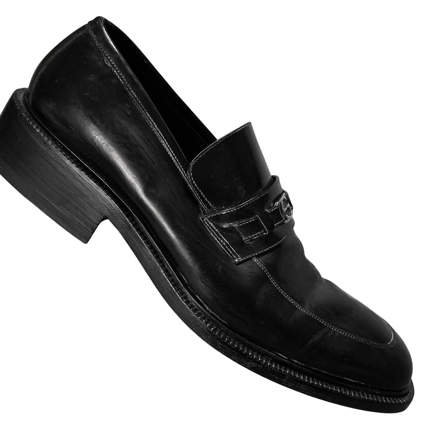 Gucci by Tom Ford Contrast Stitch Metal Logo Penny Loafers - AW96