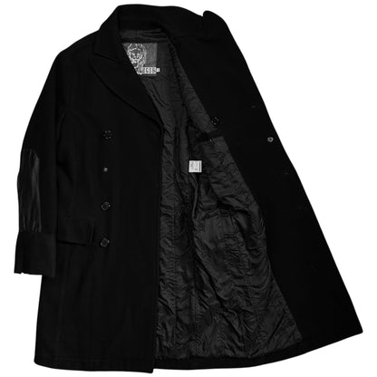 Dirk Bikkembergs Double Breasted Elbow Patch Wool Coat