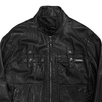 Dirk Bikkembergs Utility Strap Leather Bomber Jacket