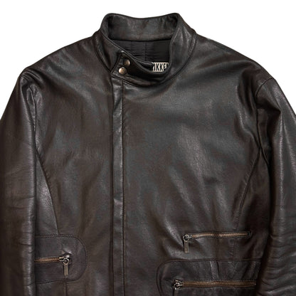 Dirk Bikkembergs Multi Back Zip Vegan Leather Bomber Jacket