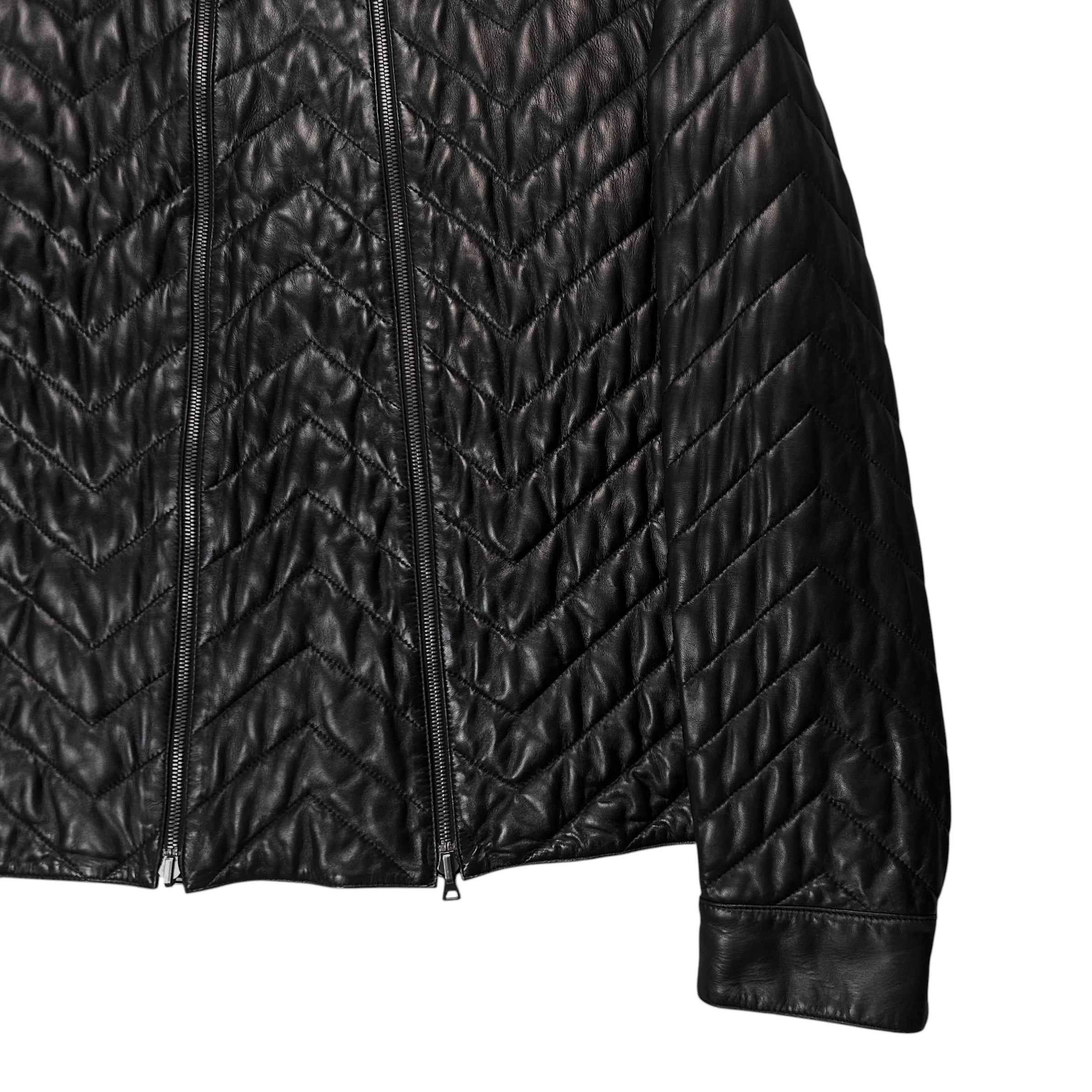 Jil Sander by Raf Simons Quilted Dual Zip Leather Jacket - AW07