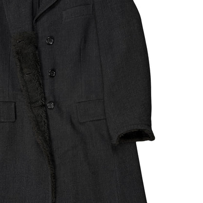 Dries Van Noten Faux Fur Applicated Wool Coat - 2000s