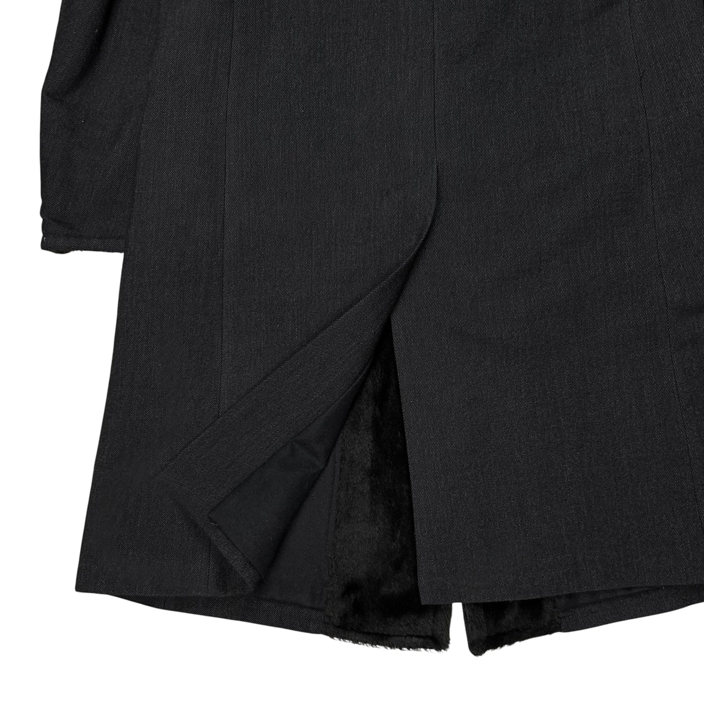 Dries Van Noten Faux Fur Applicated Wool Coat - 2000s