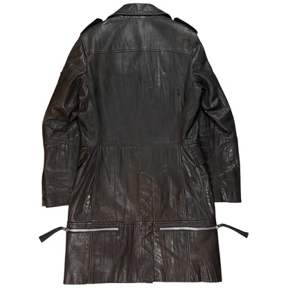 Dirk Bikkembergs Zip Military Leather Coat - AW06