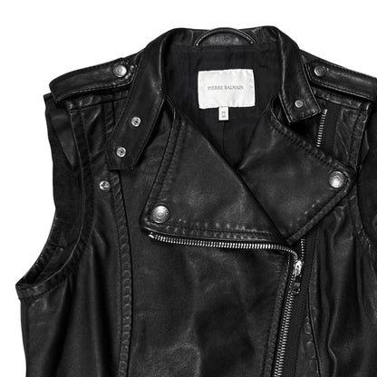 Balmain by Olivier Rousteing Belted Biker Leather Vest - SS12