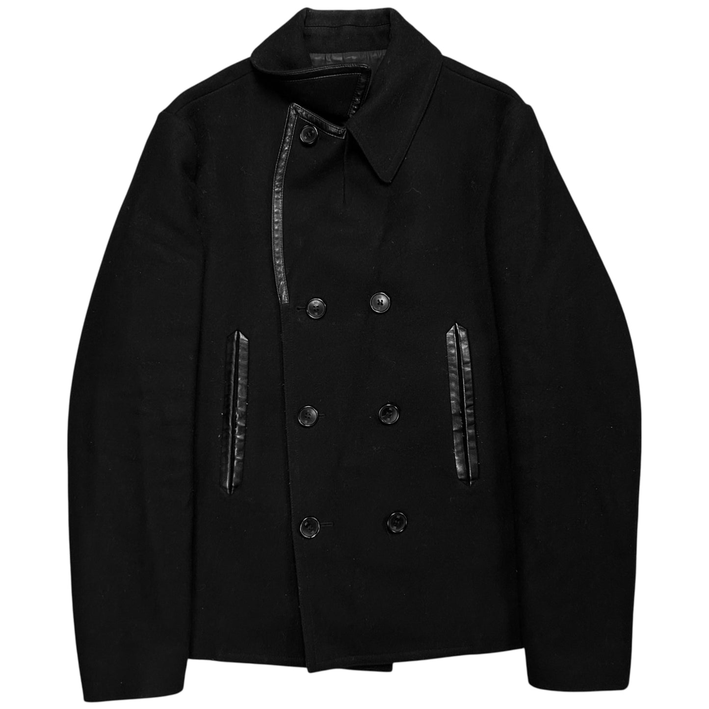 Balenciaga Leather Trimmed Caban Wool Jacket - AW15