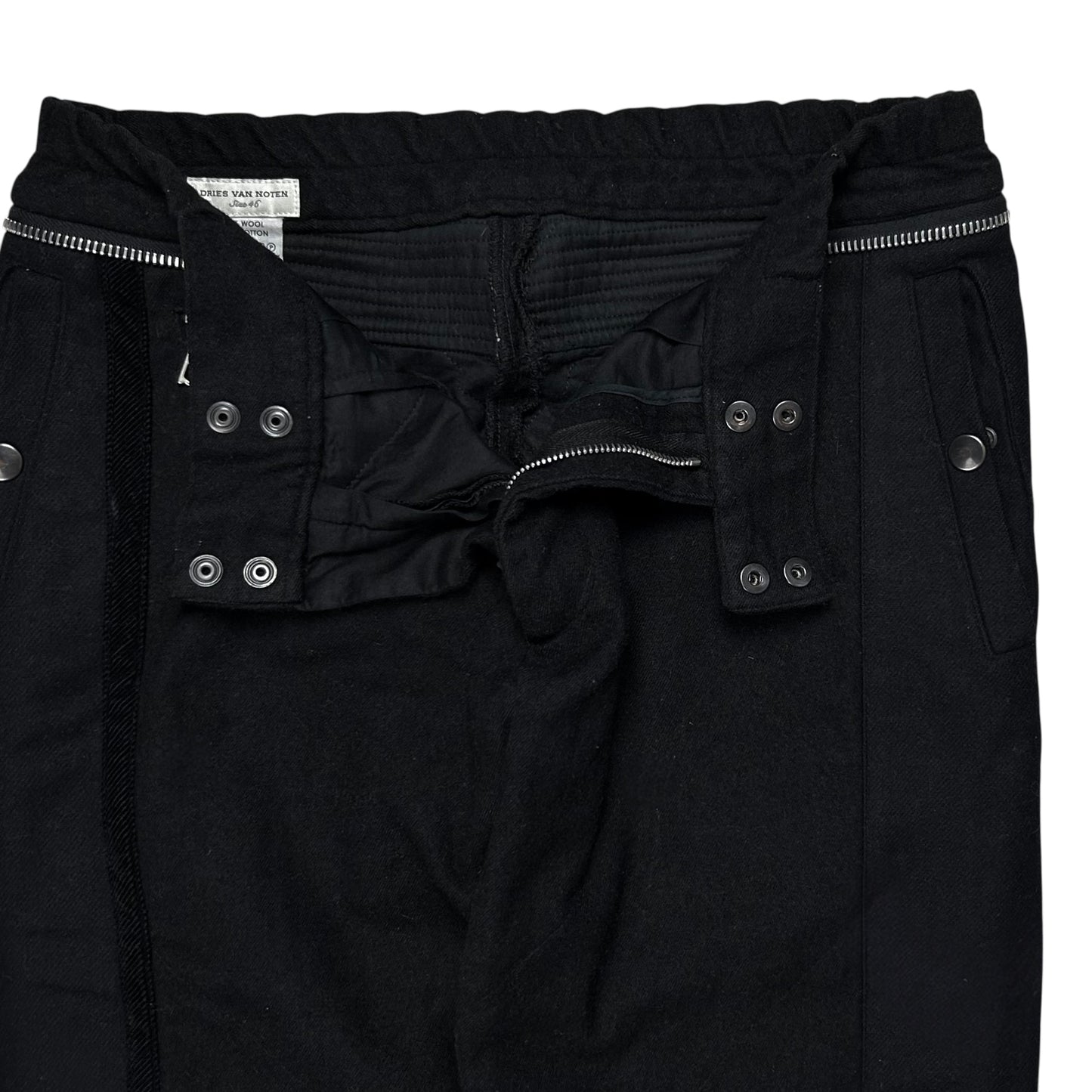 Dries Van Noten Moto Multi Zip Wool Pants - AW14