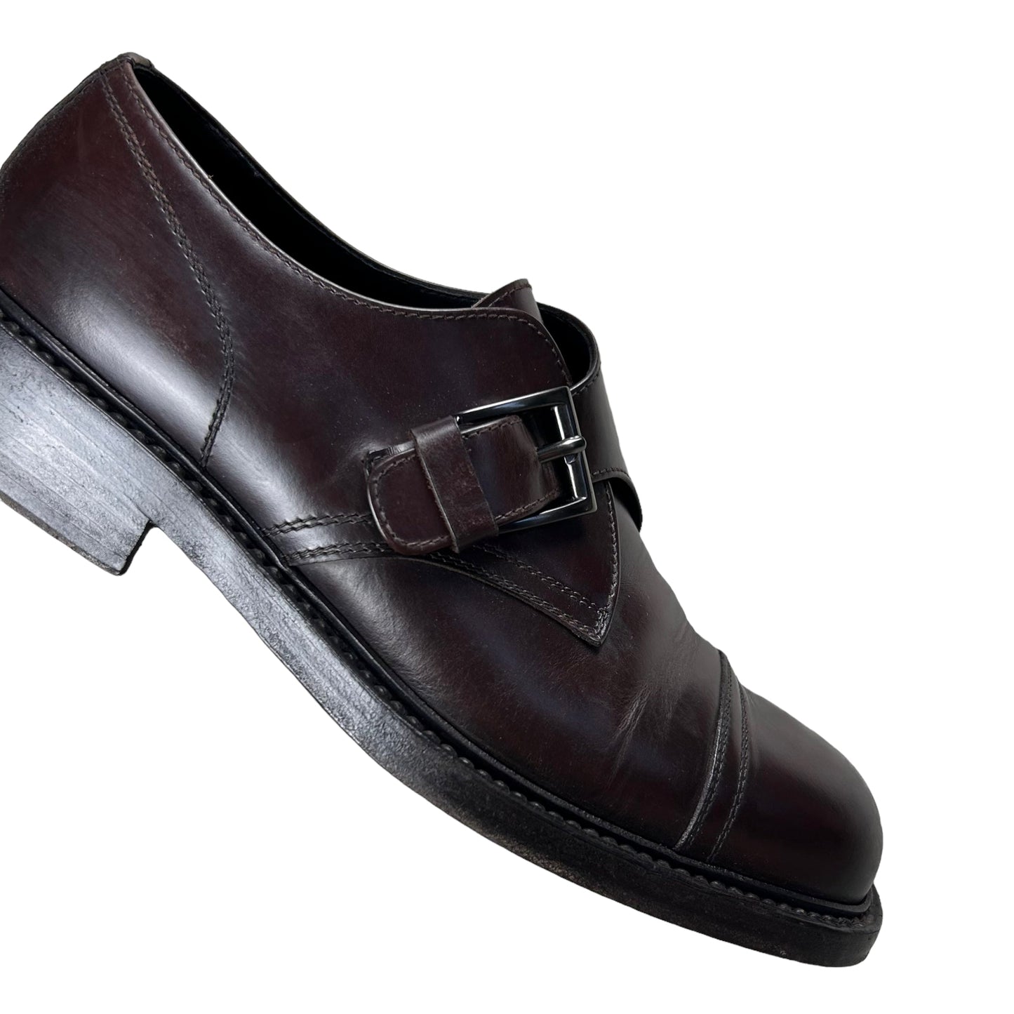 Prada Panelled Round Toe Monk Strap Derbies