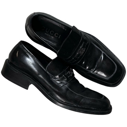 Gucci by Tom Ford Contrast Stitch Metal Logo Penny Loafers - AW96