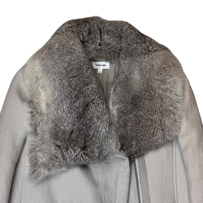 Helmut Lang Asymmetric Rabbit Fur Collar Coat - AW10