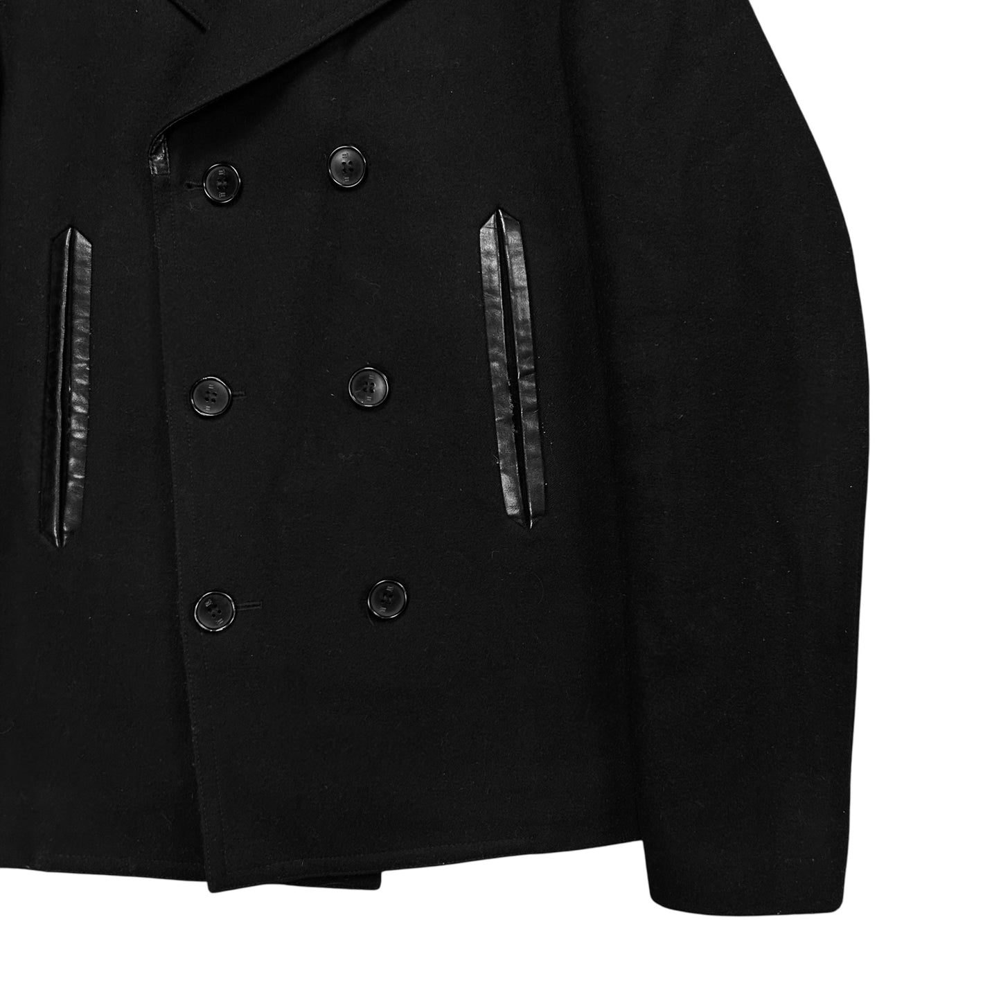 Balenciaga Leather Trimmed Caban Wool Jacket - AW15