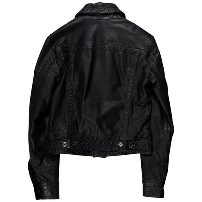 Dirk Bikkembergs Cropped Trucker Leather Jacket - 90s