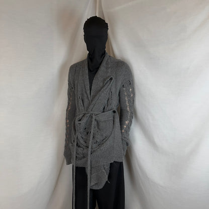 Ann Demeulemeester Asymmetric Buttoned Strap Alpaca Knit Sweater - AW10