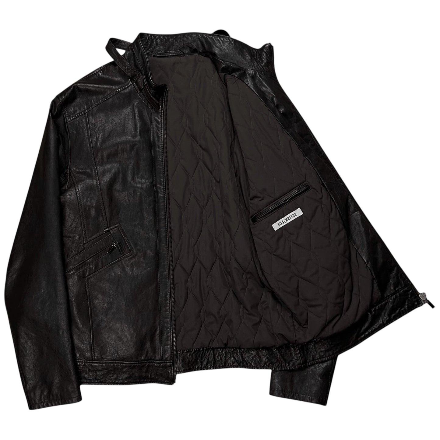 Dirk Bikkembergs Belt Collar Racer Sheep Leather Jacket