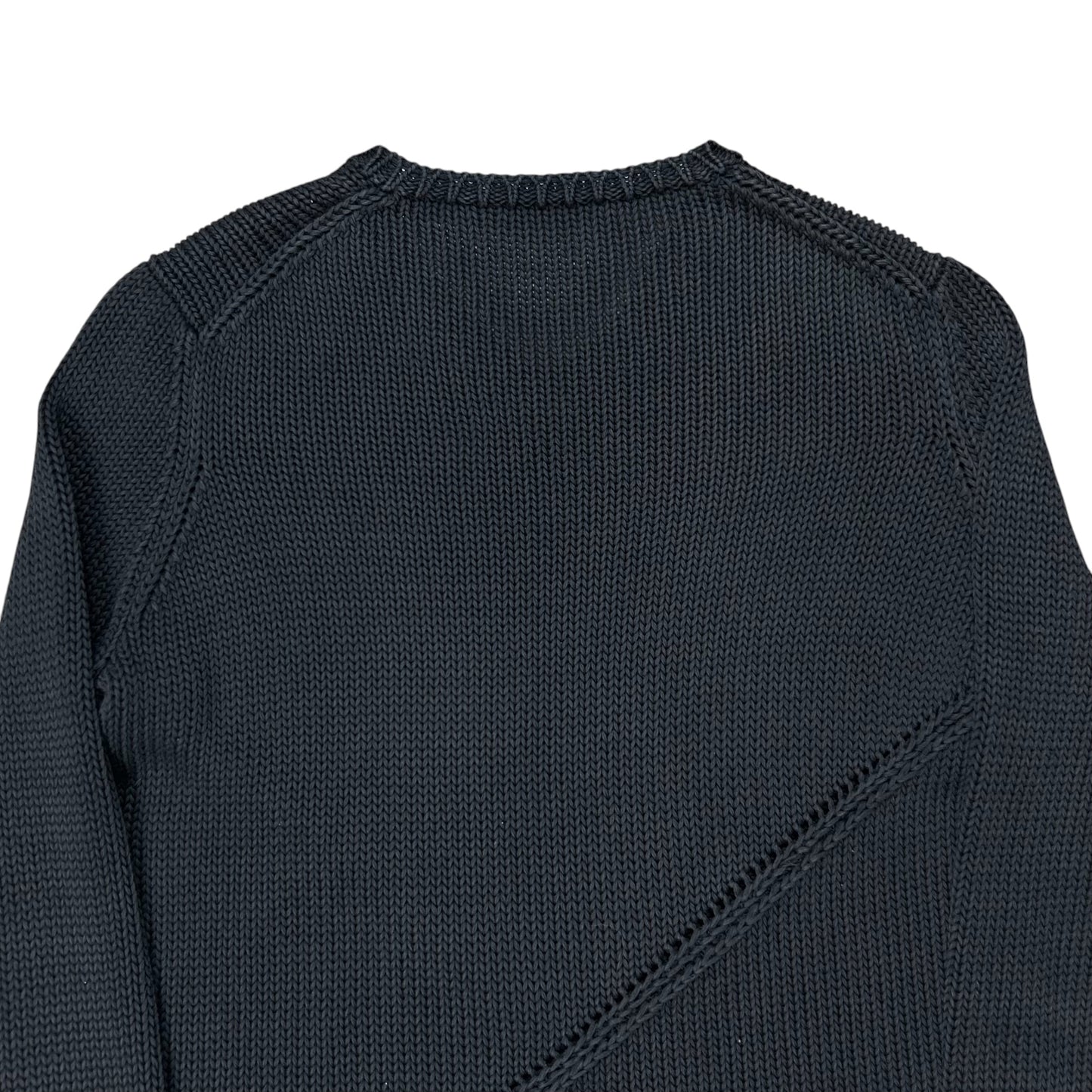 Jil Sander Asymmtric Perforated Stripe V-Neck Knit Sweater - 2000s