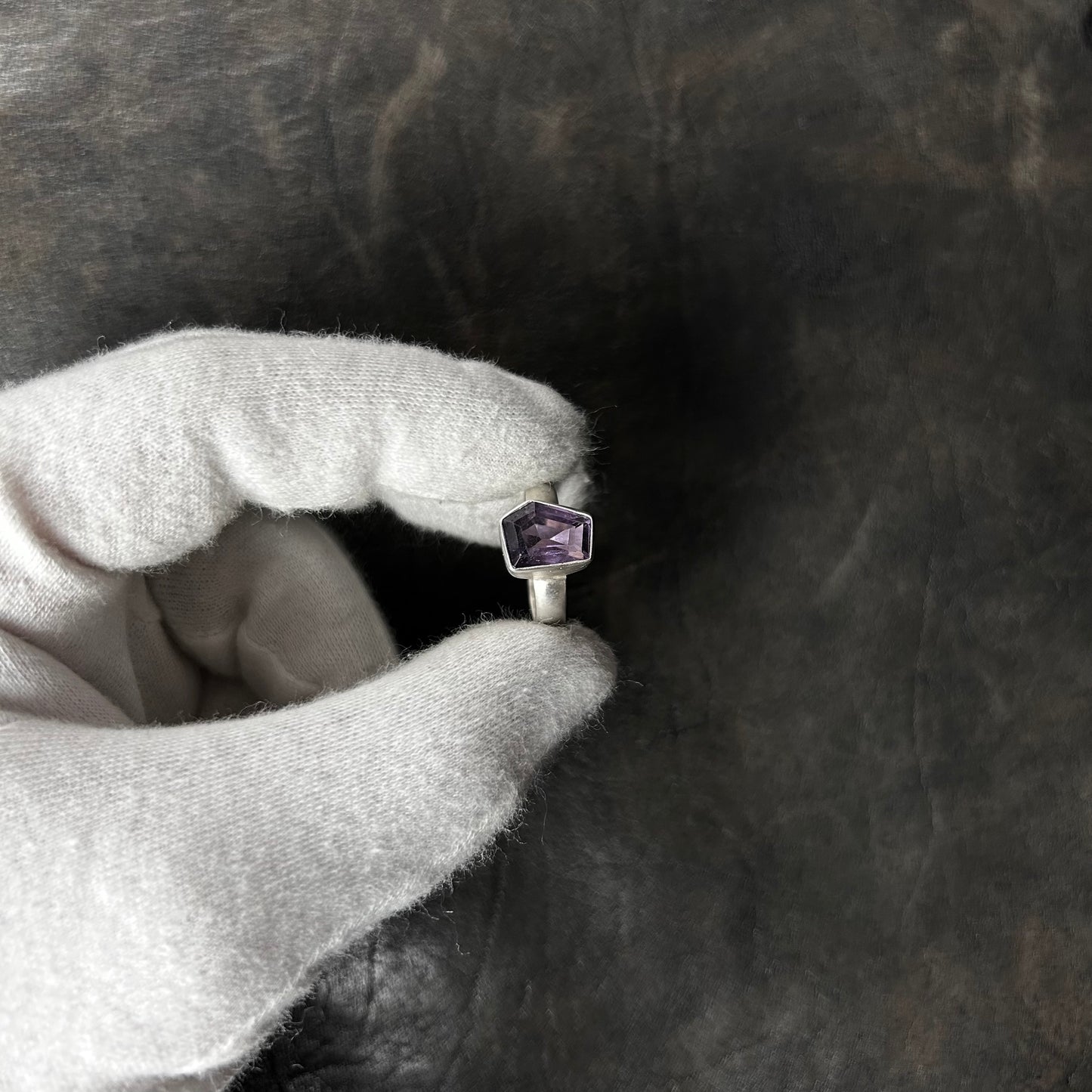 Pentagon Amethyst Stone Ring