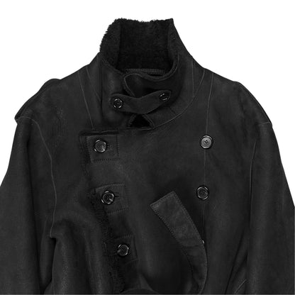 Ann Demeulemeester Double Breasted Belted Shearling Leather Jacket - AW19