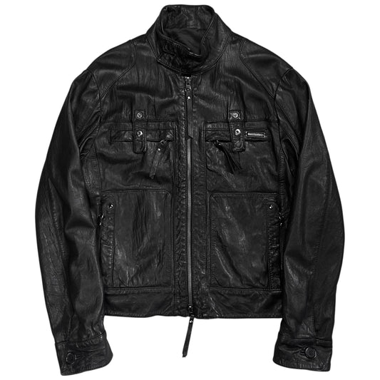 Dirk Bikkembergs Utility Strap Leather Bomber Jacket