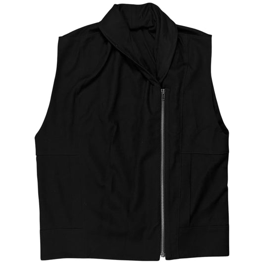 Helmut Lang Asymmetric Zip Drape Collar Wool Vest - AW12