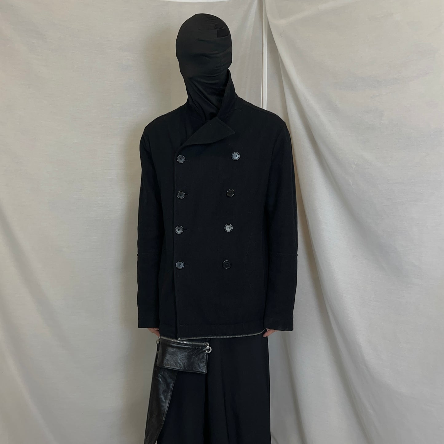 Dirk Bikkembergs Zip Leather Hem Peacoat - AW06