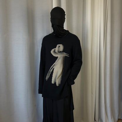 Yohji Yamamoto Pour Homme Girl Intarsia Knit Sweater  - AW18