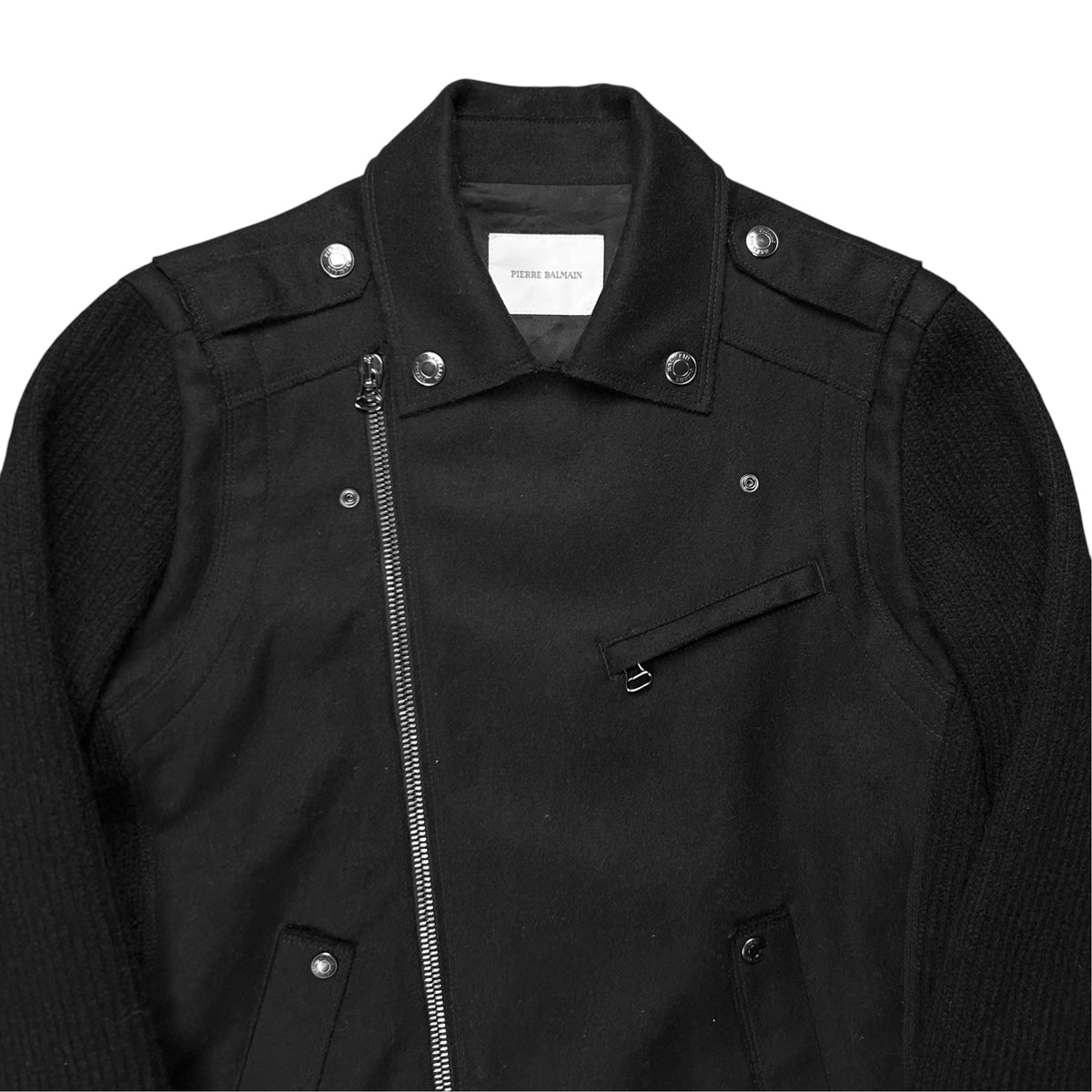 Pierre Balmain Rib Sleeve Wool Perfecto Jacket - AW10