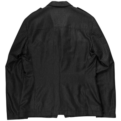Dirk Bikkembergs Metal Clip Pinstripe Military Blazer