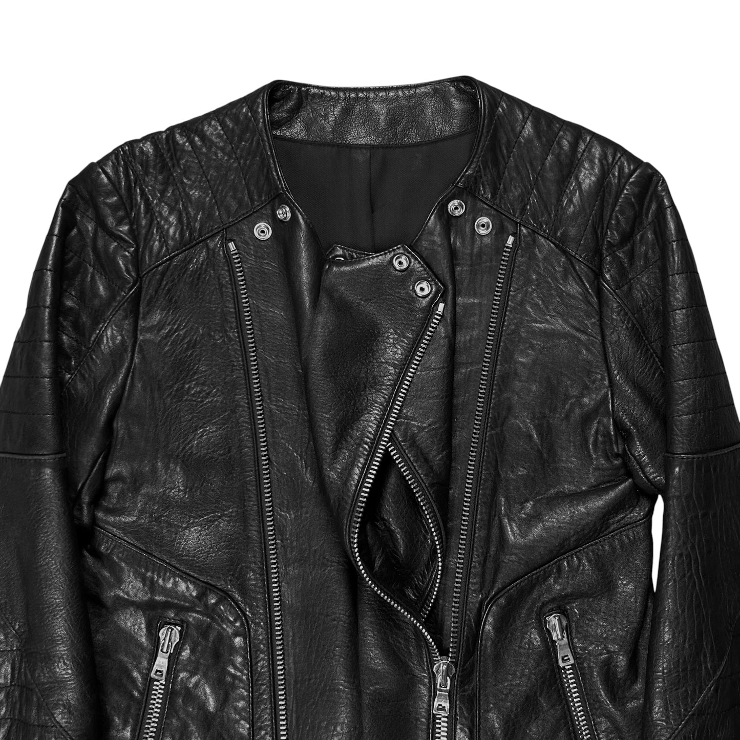 Balmain by Decarnin Dual Zip Moto Leather Jacket - AW11