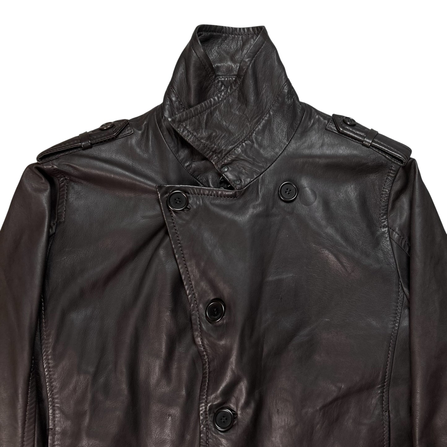 Dirk Bikkembergs Military Leather Peacoat - AW09