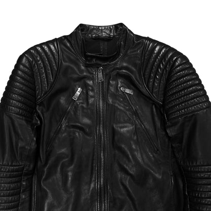 Dirk Bikkembergs Quilted Zip Leather Moto Jacket